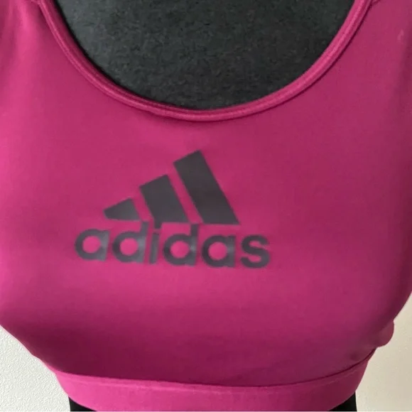 adidas Magenta Sports Bra with Wide Straps and Elastic Support - Picture 3 of 11